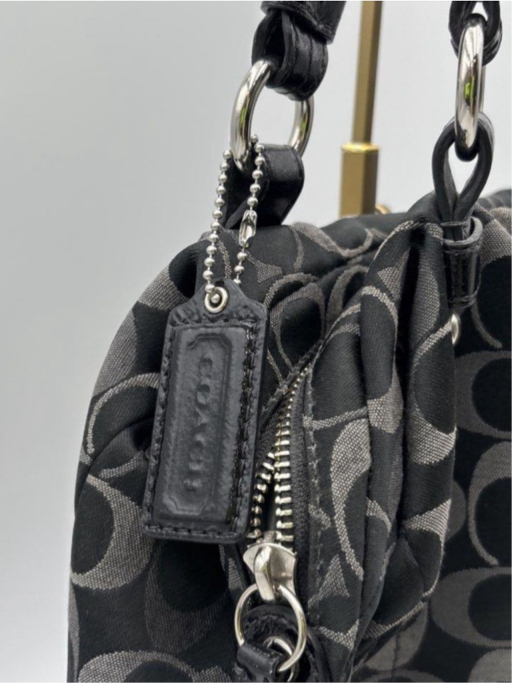Coach Black Grey Signature C Jacquard Shoulder Bag - Picture 4 of 13